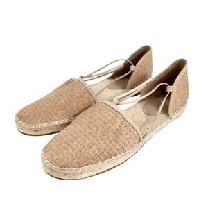 Eileen Fisher Lee Linen Espadrille Flats Jute Woven Raffia Natural Womens 9.5
